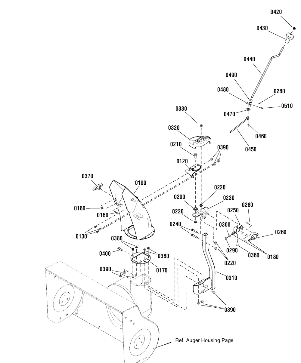 Discharge Chute Group Diagram and Parts List for 1695871 2010 Briggs and Stratton Snow Blower